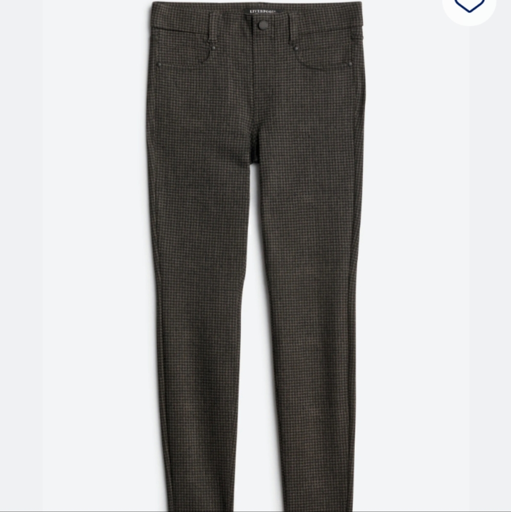 Liverpool Gia Skinny Ponte Pants - Olive/Black Checkered Size 6